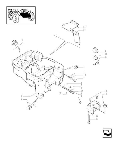TM175-1.21.3/03[01] - (VAR.463/1) 4WD FRONT AXLE WITH SUSPENSIONS, BRAKE, TERRALOCK, F.P.S. - FRONT AXLE SUPPORT