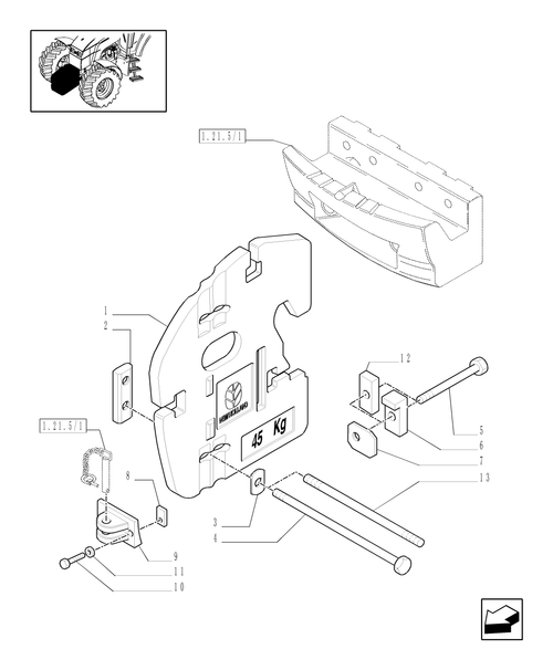 TM175-1.21.5/07 - (VAR.066-068) WEIGHT CARRIER - WITH HOOK