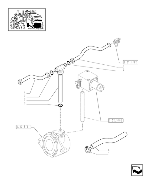 TM175-1.29.7/04 - (VAR.571) FULL POWER SHIFT GEAR CHANGE 19X6 (40 KM/H) - GEAR CHANGE LUBRICATION PIPES