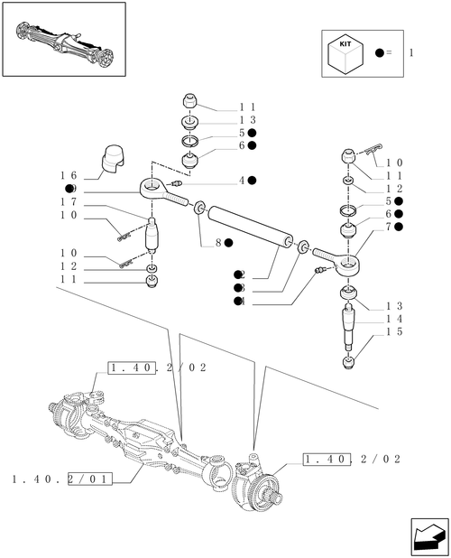 TM175-1.40.2/04 - (VAR.416) SUPERSTEER FRONT AXLE - LINK -  4WD