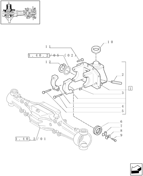 TM175-1.40.2/05[01] - (VAR.416) SUPERSTEER FRONT AXLE - SUPPORT - 4WD - C5417