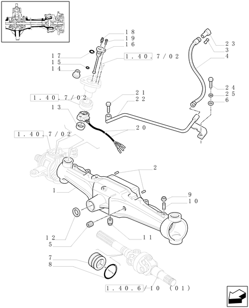 TM175-1.40.7/01 - (VAR.463/1) 4WD FRONT AXLE WITH SUSPENSIONS, BRAKE, TERRALOCK, F.P.S. - BOX