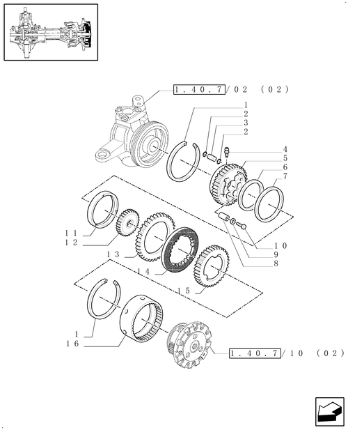 TM175-1.40.7/13[02] - (VAR.463/1) 4WD FRONT AXLE WITH SUSPENSIONS, BRAKE, TERRALOCK, F.P.S. - BRAKES