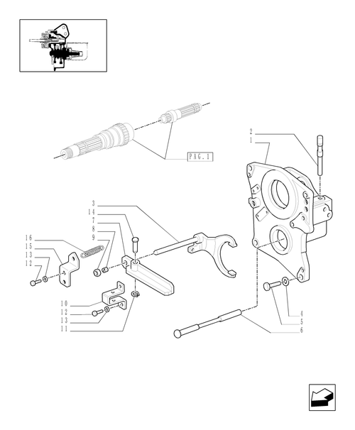 TM175-1.80.1/03[02] - (VAR.809/1) PTO 540/1000 RPM - SUPPORT AND FORK