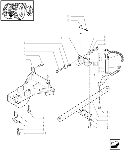 TM175-1.89.0/01[01A] - (VAR.910) TOW-BAR WITH ROLLERS - D6098