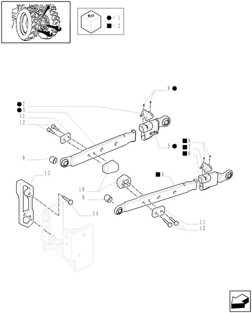 TM175-1.89.6/04[01A] - (VAR.881/1) IMPLEMENT CARRIER (TELESCOPIC ARMS) 2/3 CAT. AND ANTI-SHACKE PLATES - D5302