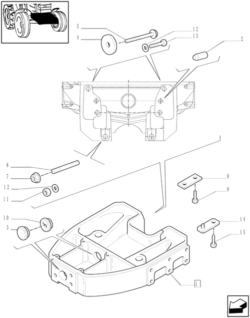 TM190-1.21.1/04[01] - (VAR.416) SUPPORT FOR 4WD SUPERSTEER FRONT AXLE