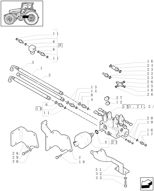 TM190-1.21.2/03[02] - (VAR.463/1) 4WD FRONT AXLE WITH SUSPENSIONS, BRAKE, TERRALOCK, F.P.S. - VALVE AND PIPES