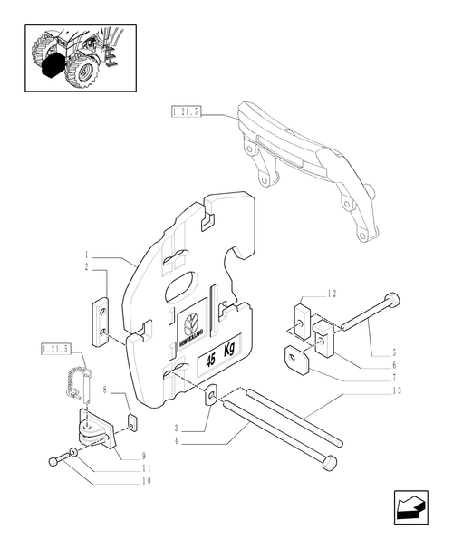 TM190-1.21.5/06 - (VAR.065-067) WEIGHT CARRIER - WITH HOOK