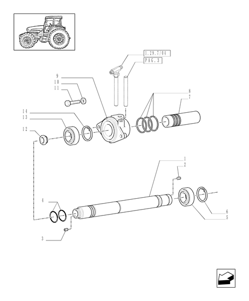 TM190-1.32.5/01[01] - (VAR.571) FULL POWER SHIFT GEAR CHANGE 19X6 (40 KM/H) - CLUTCH DELIVERY MANIFOLD DRIVING SHAFT
