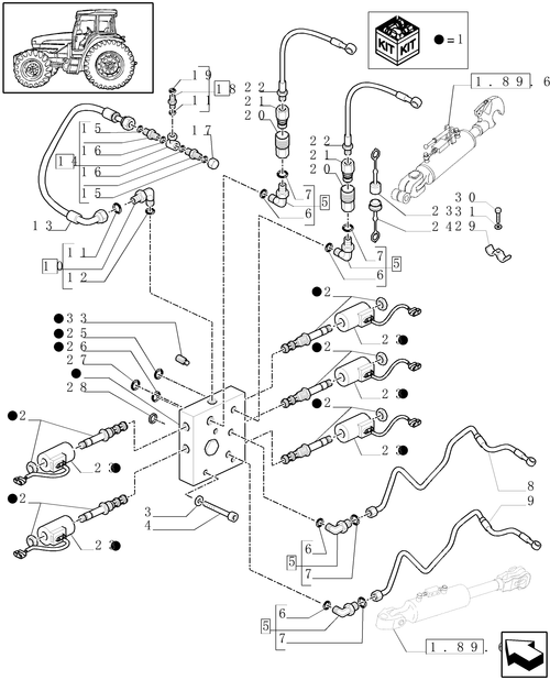 TM190-1.82.7/16[01A] - (VAR.484-496) RIGHT TIE ROD AND SPRAG WITH CONTROL VALVES  WITH ELECTRONIC CONTROL - PIPES - D5928