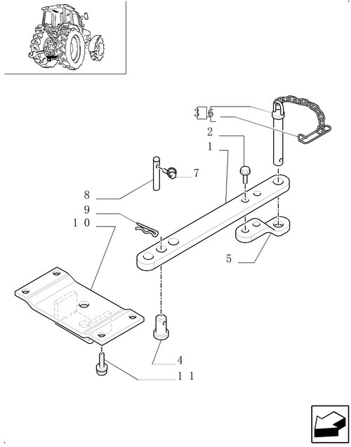 TM190-1.89.0/03 - (VAR.913) DRAWBAR (29MM) FOR ITALY