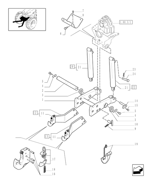 TM190-1.89.6/10[01] - (VAR.789) FRONT HYDRAULIC LIFT FOR CCLS - LIFT BOOMS AND CYLINDERS