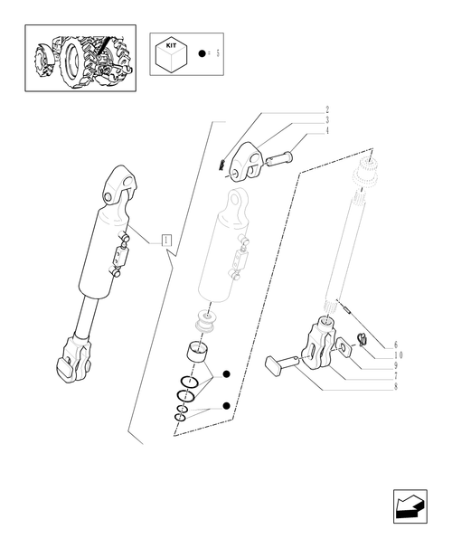TM190-1.89.6/09D - (VAR.900) HYDR. ADJUSTMENT OF RIGHT TIE-ROD AND3 POINT LINK FOR CLOSED CCLS CENTRE - TIE-ROD - C4820
