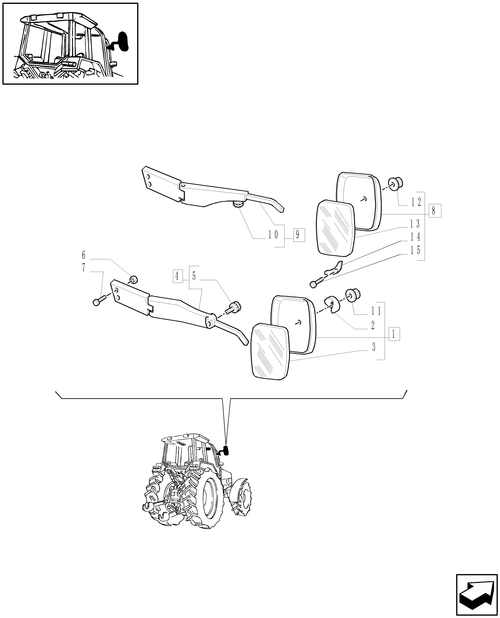 TM190-1.93.6/01 - (VAR.879) TELESCOPIC REAR VIEW MIRROR