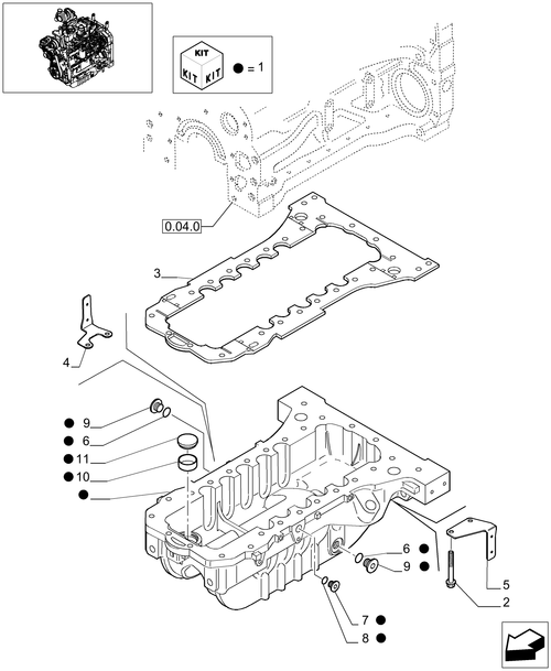 T6010 PLUS-0.04.2 - STD + VAR - 330003, 332115, 332116 - OIL SUMP - 4CYL