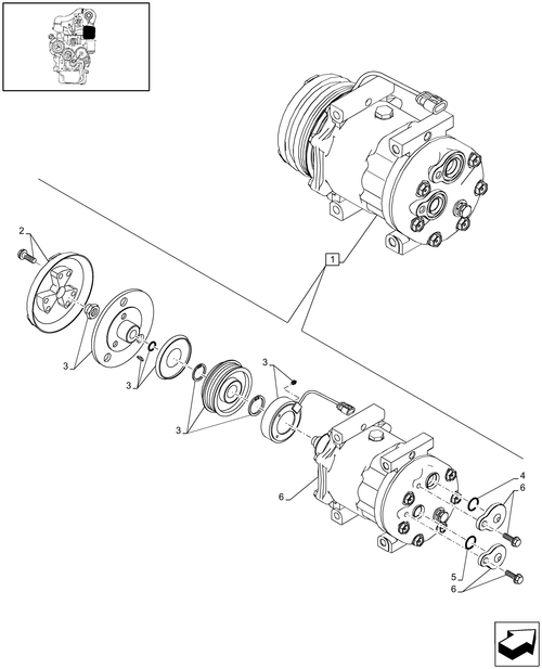 T6010 PLUS-0.88.0/  B - STD + VAR - 330641, 330643, 330003, 332115, 332116 - COMPRESSOR, AIR CONDITIONING - BREAKDOWN - BEGIN YR 05-DEC-2007 ; (Prod Date) After 05-Dec-2007