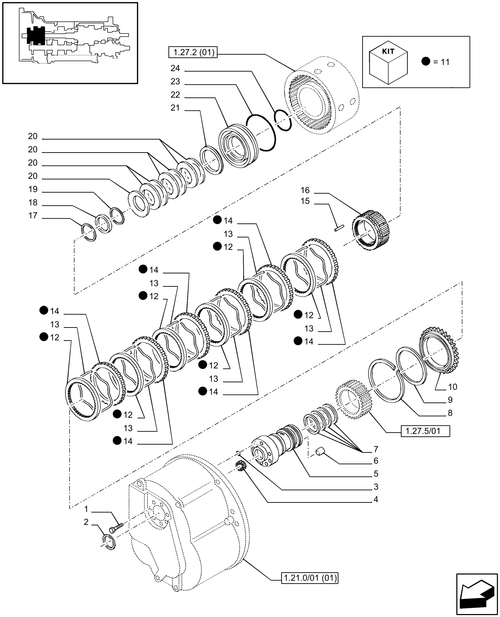 T6010 PLUS-1.27.2[01] - STD - TRANSMISSION 24X24 (40 KM/H) HI-LO - CLUTCHES