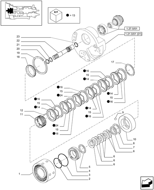 T6010 PLUS-1.27.2[02] - STD - TRANSMISSION 24X24 (40 KM/H) HI-LO - CLUTCHES