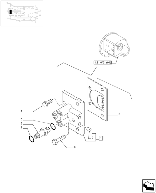 T6010 PLUS-1.27.3 - STD - TRANSMISSION 24X24 (40 KM/H) HI-LO - HI-LO LUBE MANIFOLD