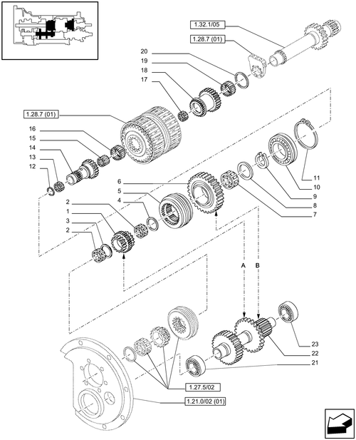 T6010 PLUS-1.28.1/05 - VAR - 331248, 332245 - TRANSMISSION 16X16 (30 KM/H) SPS - GEARSHIFTS GEARS