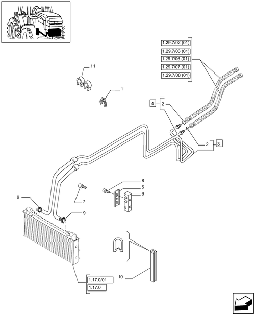 T6010 PLUS-1.29.7/09[02] - STD + VAR - 338405, 339405 - 4WD FRONT AXLE - OIL COOLER PIPES