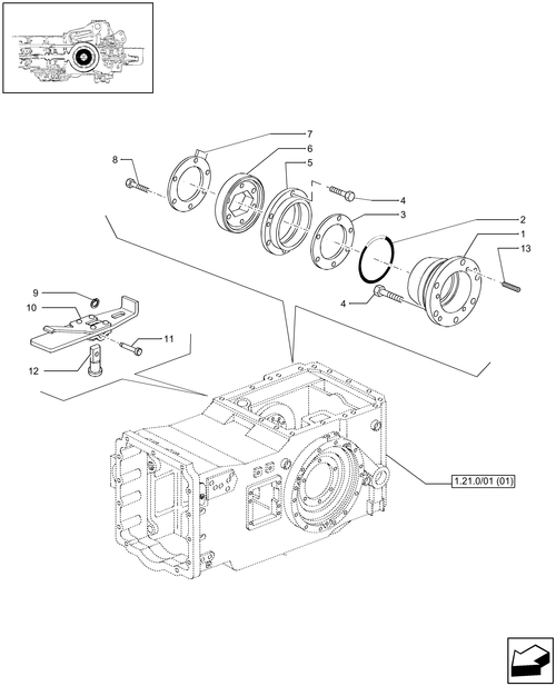 T6010 PLUS-1.32.0 - STD + VAR - 332334 - TRANSMISSION 12X12 OR 24X24 (40 KM/H) - DIFFERENTIAL SUPPORT