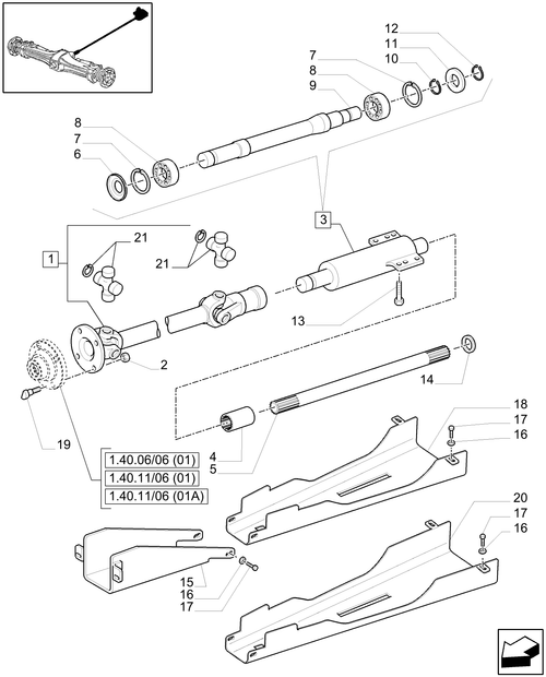 T6010 PLUS-1.38.5/02 - STD - 4WD PROPELLER SHAFT FOR SUPERSTEER FRONT AXLE