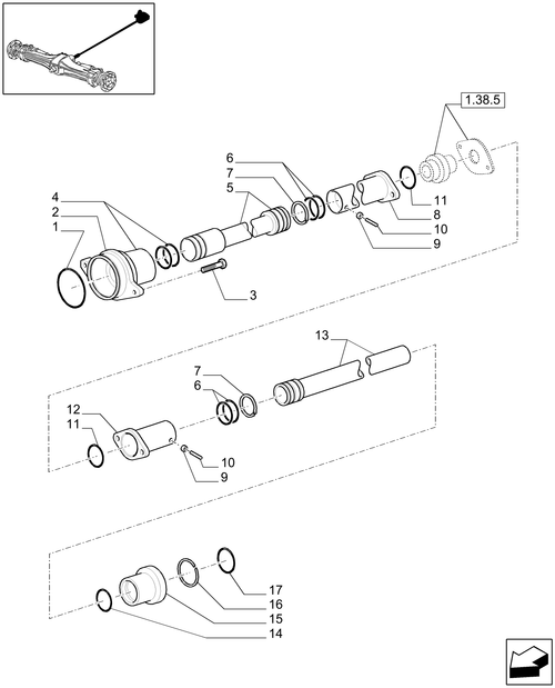 T6010 PLUS-1.38.8 - VAR - 330448, 336449 - WATERPROOFING FOR FIXED FRONT AXLE - SLEEVE, SHIELD & FLANGE