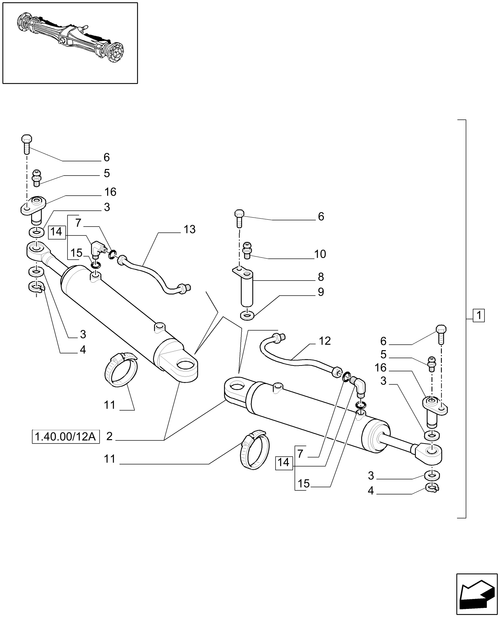T6010 PLUS-1.40.00/12 - STD - 4WD (CL.3) FRONT AXLE WITH LIMITED SLIP DIFF. LOCK - CYLINDERS