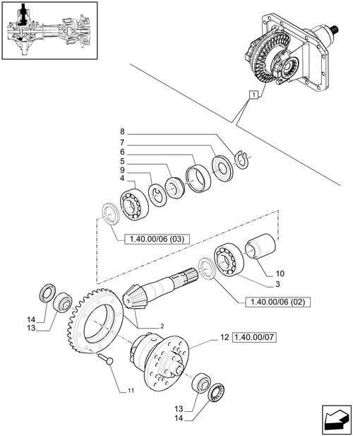 T6010 PLUS-1.40.00/06[01] - STD - 4WD (CL.3) FRONT AXLE WITH LIMITED SLIP DIFF. LOCK - DIFFERENTIAL - BEVEL GEAR PAIR