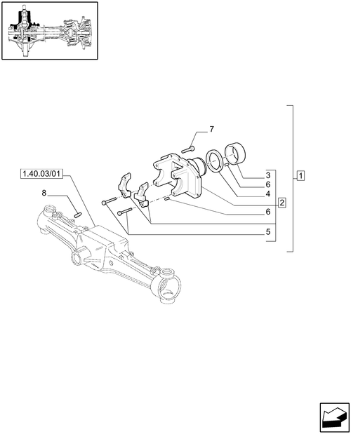 T6010 PLUS-1.40.03/05[01] - VAR - 330409 - (CL.3) FRONT AXLE W/MULTI-PLATE DIFF. LOCK AND STEERING SENSOR - SUPPORT - END YR 20-DEC-2007 ; (Prod Date) Before 20-Dec-2007