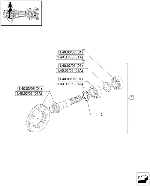 T6010 PLUS-1.40.03/06[02] - VAR - 330409 - (CL.3) FRONT AXLE WITH HYDR. DIFF. LOCK & STRG SENSOR, ADJUSTING SHIMS