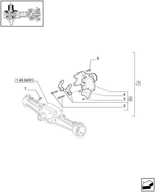T6010 PLUS-1.40.04/05[01] - VAR - 330414 - (CL.3) SUSPENDED FRONT AXLE W/MULTI-PLATE DIFF. LOCK AND ST. SENSOR - SUPPORT - END S/N  Z8BD08969 ; (SN Break) Before Z8BD08969