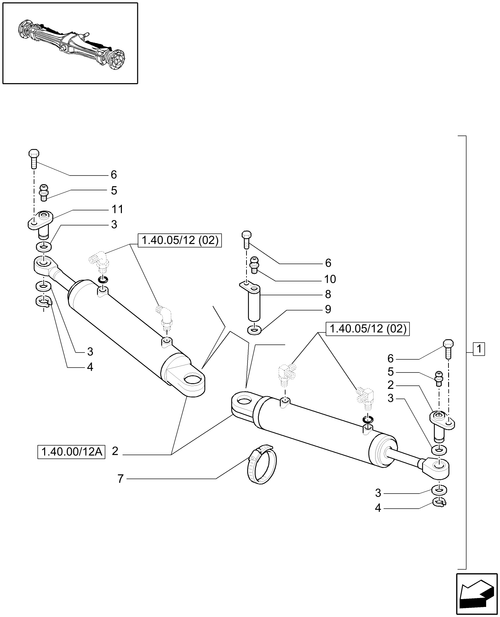 T6010 PLUS-1.40.05/12[01] - VAR - 330427 - (CL.3) SUSPENDED FRONT AXLE W/MULTI-PLATE DIFF. LOCK AND BRAKES - CYLINDERS
