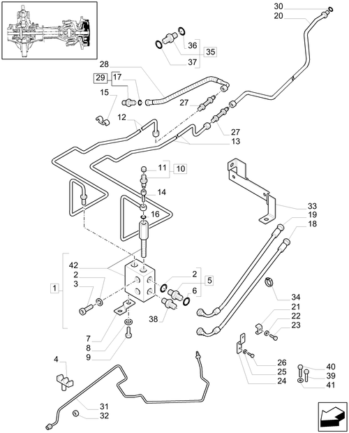 T6010 PLUS-1.40.05/14[03] - VAR - 330427 - (CL.3) SUSPENDED FRONT AXLE W/MULTI-PLATE DIFF. LOCK AND BRAKES - BRAKES PIPES - END YR 24-MAY-2007 ; (Prod Date) Before 24-May-2007