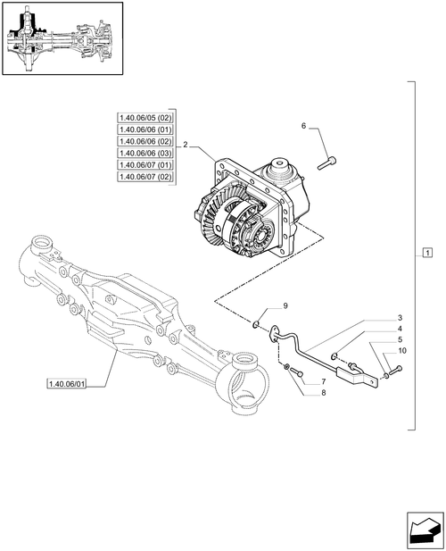 T6010 PLUS-1.40.06/05[01] - VAR - 330413 - (CL.3) SUPERSTEER FRONT AXLE WITH STEERING SENSOR - SUPPORT