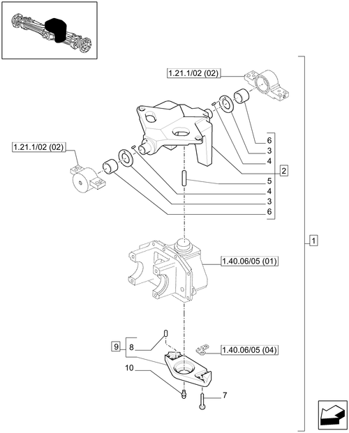 T6010 PLUS-1.40.06/05[03] - VAR - 330413 - (CL.3) SUPERSTEER FRONT AXLE WITH STEERING SENSOR - SUPPORT
