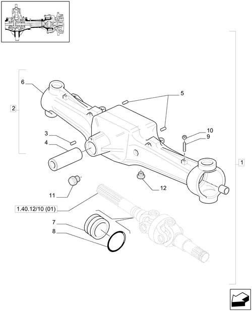 T6010 PLUS-1.40.12/01 - VAR - 330416 - (CL.3) FRONT AXLE WITH DOG CLUTCH LESS STEERING SENSOR - BOX