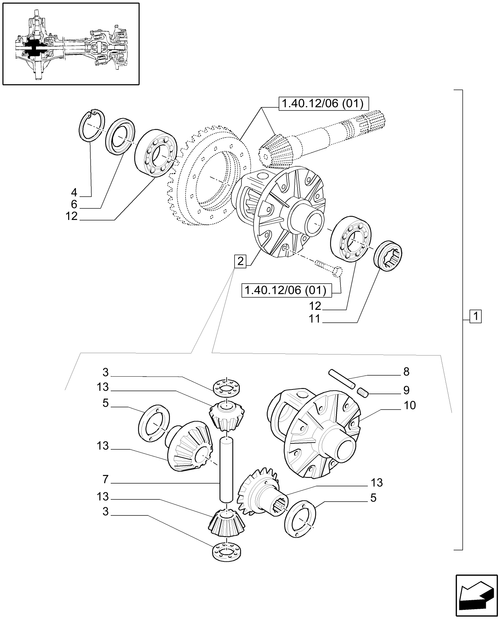 T6010 PLUS-1.40.12/07 - VAR - 330416 - (CL.3) FRONT AXLE WITH DOG CLUTCH LESS STEERING SENSOR - DIFFERENTIAL