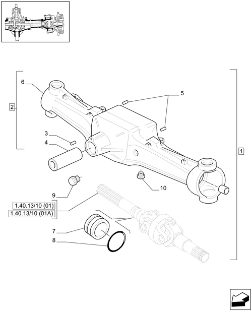 T6010 PLUS-1.40.13/01 - VAR - 330425 - (CL.3) FRONT AXLE W/MULTI-PLATE DIFF. LOCK WITH BRAKES - BOX