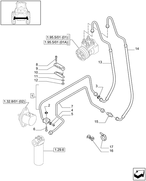 T6010 PLUS-1.42.0/02[01] - STD - POWER STEERING DELIVERY AND RETURN PIPES FOR 24X24 TRANSMISSION - END YR 04-AUG-2009 ; (Prod Date) Before 04-Aug-2009