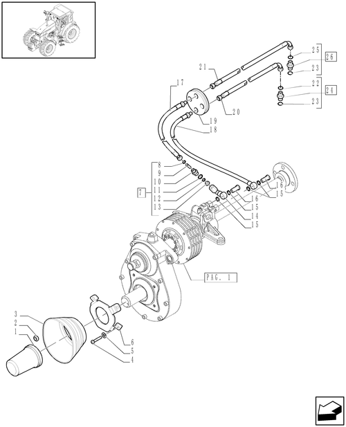 T6010 PLUS-1.80.5/01[03] - VAR - 330847, 331847, 332847, 333847, 334847, 335487 - INTEGRATED FRONT HPL WITH PTO - GUARDS AND PIPES - C6519
