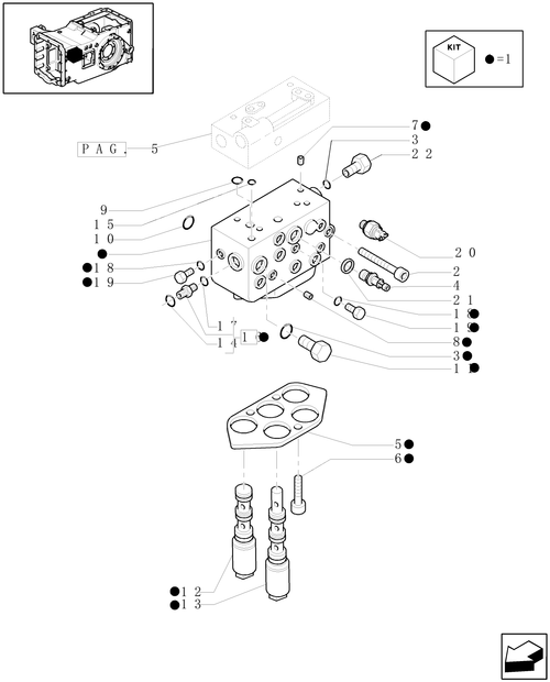 T6010 PLUS-1.80.7[04] - STD - PTO CLUTCH FOR 24X24 TRANSMISSION WITH CREEPER - CONTROL VALVE AND RELEVANT PARTS
