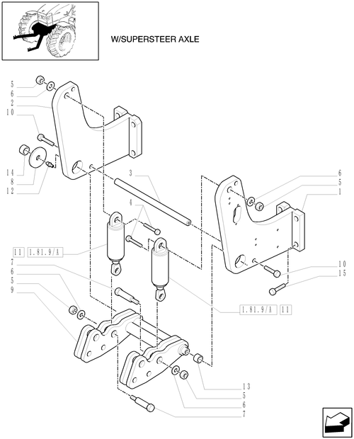 T6010 PLUS-1.81.9[01] - VAR - 331812, 332812, 335812 - NOT INTEGRATED FRONT HPL FORSUPERSTEER'' - CYLINDERS AND SUPPORT''