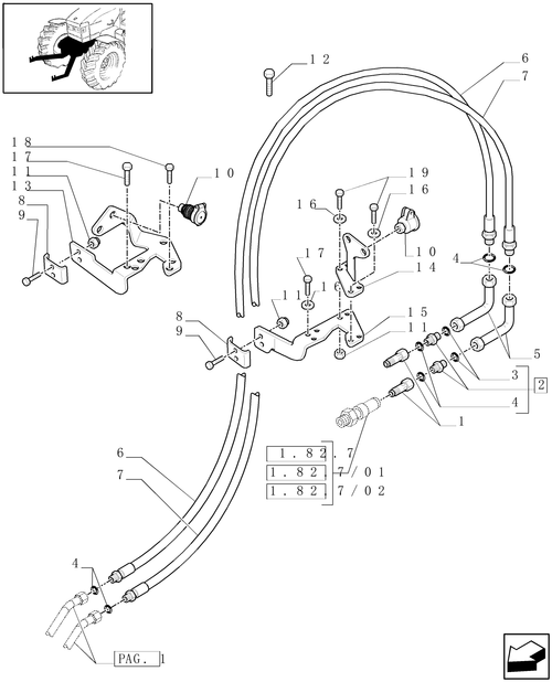 T6010 PLUS-1.81.9/02[02] - VAR - 330814 - 2 HYDRAULIC FRONT COUPLERS FOR NON INTEGRATED FRONT HPL
