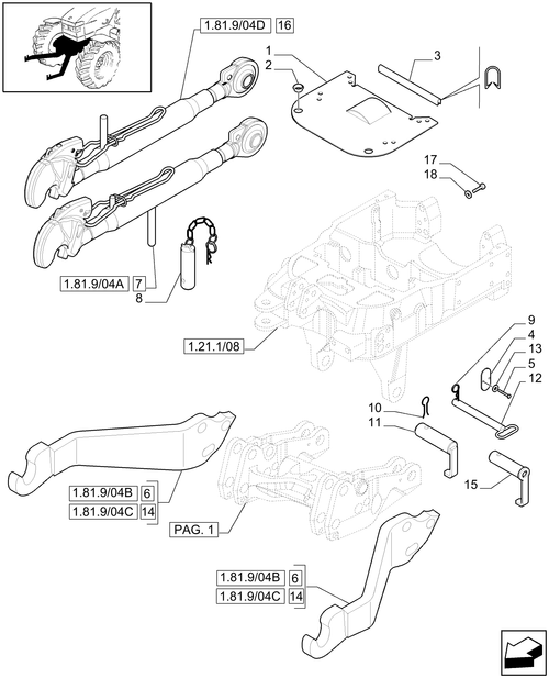 T6010 PLUS-1.81.9/04[02] - VAR - 330847, 331847, 332847, 333847, 334847, 335847 - INTEGRATED FRONT HPL WITH PTO - IMPLEMENT ATTACHMENT - C6519