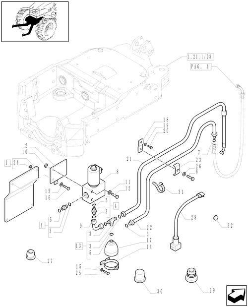 T6010 PLUS-1.81.9/04[03] - VAR - 330847, 331847, 332847, 333847, 334847, 335847 - INTEGRATED FRONT HPL WITH PTO - VALVE AND PIPES - C6519