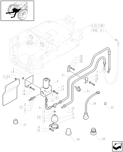 T6010 PLUS-1.81.9/05[03] - VAR - 330831, 331831, 332831, 333831 - INTEGRATED FRONT HPL - VALVE AND PIPES - C6519