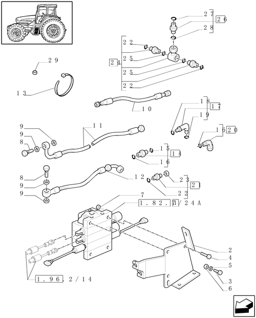 T6010 PLUS-1.82.7/34[01] - VAR - 331562, 332562 - THREE MID MOUNTED REMOTE VALVES - PIPES AND VALVE - C6432